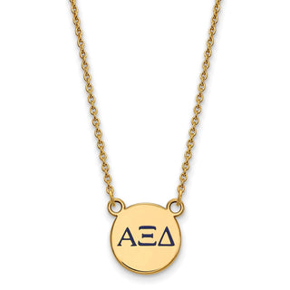 Sterling Silver Gold-plated LogoArt Alpha Xi Delta Sorority Greek Letters Extra Small Color Enamel Pendant 18 inch Necklace