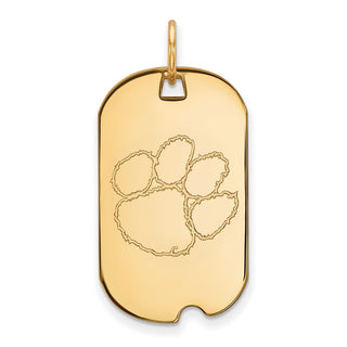 Sterling Silver Gold-plated LogoArt Clemson University Tiger Paw Small Dog Tag Pendant