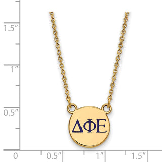 Sterling Silver Gold-plated LogoArt Delta Phi Epsilon Sorority Greek Letters Small Color Enamel Pendant 18 inch Necklace GP027DPH-18