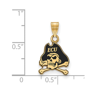 Sterling Silver Gold-plated LogoArt East Carolina University Pirate Small Enameled Pendant GP027ECU