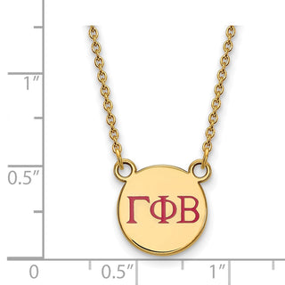 Sterling Silver Gold-plated LogoArt Gamma Phi Beta Sorority Greek Letters Small Color Enamel Pendant 18 inch Necklace GP027GPB-18