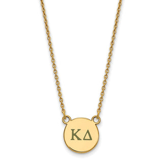 Sterling Silver Gold-plated LogoArt Kappa Delta Sorority Greek Letters Small Color Enamel Pendant 18 inch Necklace GP027KD-18