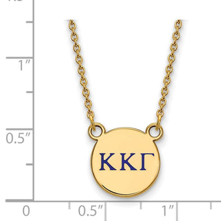 Sterling Silver Gold-plated LogoArt Kappa Kappa Gamma Sorority Greek Letters Small Color Enamel Pendant 18 inch Necklace GP027KKG-18