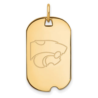 Sterling Silver Gold-plated LogoArt Kansas State University Wildcat Small Dog Tag Pendant