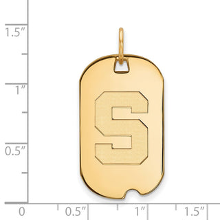 14k Gold LogoArt Michigan State University Letter S Small Dog Tag Pendant