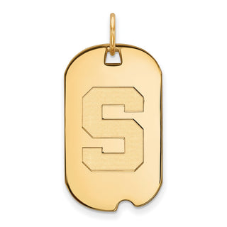 Sterling Silver Gold-plated LogoArt Michigan State University Letter S Small Dog Tag Pendant