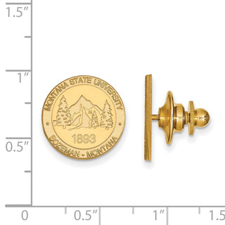 Sterling Silver Gold-plated LogoArt Montana State University Crest Lapel Pin