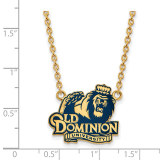 Sterling Silver Gold-plated LogoArt Old Dominion University Large Enameled Pendant 18 inch Necklace