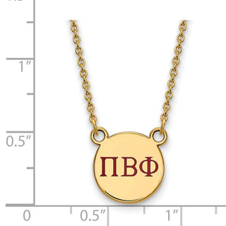 Sterling Silver Gold-plated LogoArt Pi Beta Phi Sorority Greek Letters Small Color Enamel Pendant 18 inch Necklace GP027PBP-18
