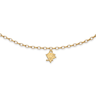 Sterling Silver Gold-plated NHL LogoArt Pittsburgh Penguins 9 inch Anklet
