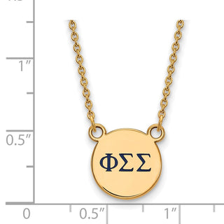 Sterling Silver Gold-plated LogoArt Phi Sigma Sigma Sorority Greek Letters Small Color Enamel Pendant 18 inch Necklace GP027PSS-18