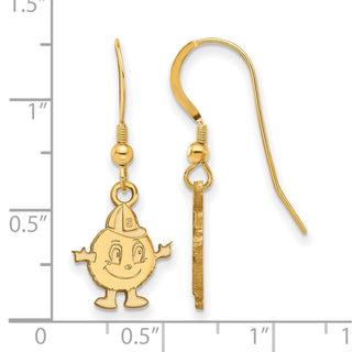 Sterling Silver Gold-plated LogoArt Syracuse University Mascot Small Dangle Wire Earrings