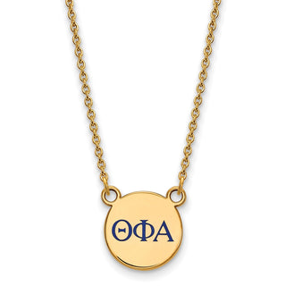 Sterling Silver Gold-plated LogoArt Theta Phi Alpha Sorority Greek Letters Small Color Enamel Pendant 18 inch Necklace GP027TPA-18
