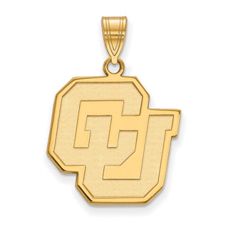 Sterling Silver Gold-plated LogoArt University of Colorado C-U Large Pendant
