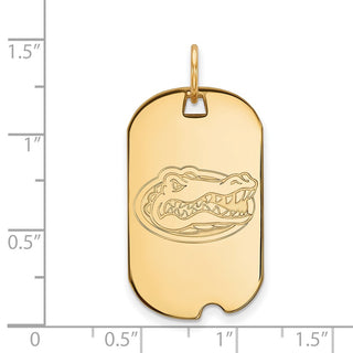Sterling Silver Gold-plated LogoArt University of Florida Gator Small Dog Tag Pendant