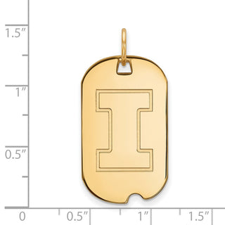 14k Gold LogoArt University of Illinois Letter I Small Dog Tag Pendant