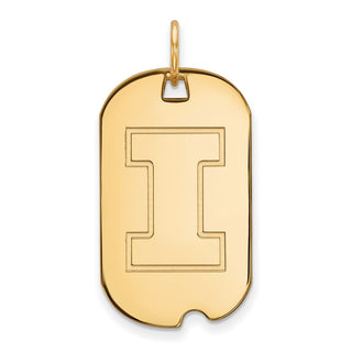 14k Gold LogoArt University of Illinois Letter I Small Dog Tag Pendant