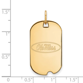 14k Gold LogoArt University of Mississippi Ole Miss Small Dog Tag Pendant