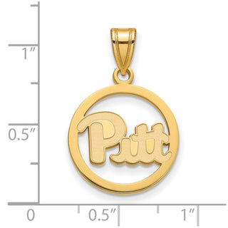 Sterling Silver Gold-plated LogoArt University of Pittsburgh Medium Circle Pendant