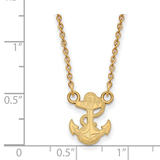 10k Gold LogoArt US Naval Academy Anchor Small Pendant 18 inch Necklace