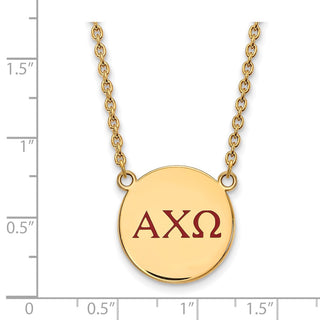 Sterling Silver Gold-plated LogoArt Alpha Chi Omega Sorority Greek Letters Large Color Enamel Pendant 18 inch Necklace GP028ACO-18