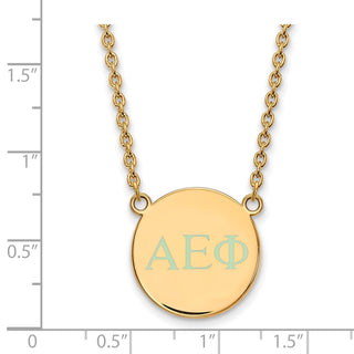 Sterling Silver Gold-plated LogoArt Alpha Epsilon Phi Sorority Greek Letters Small Color Enamel Pendant 18 inch Necklace GP028AEP-18