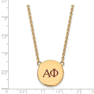 Sterling Silver Gold-plated LogoArt Alpha Phi Sorority Greek Letters Large Color Enamel Pendant 18 inch Necklace GP028APH-18