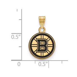 Sterling Silver Gold-plated NHL LogoArt Boston Bruins Small Enameled Pendant