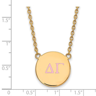 Sterling Silver Gold-plated LogoArt Delta Gamma Sorority Greek Letters Large Color Enamel Pendant 18 inch Necklace GP028DG-18