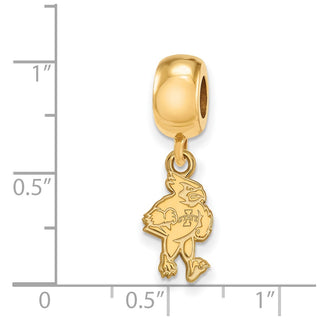Sterling Silver Gold-plated LogoArt Iowa State University Cardinal Small Dangle Bead Charm