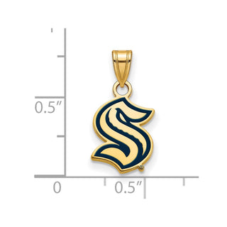 Sterling Silver Gold-plated NHL LogoArt Seattle Kraken Enamel Pendant