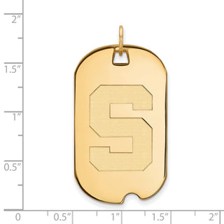 14k Gold LogoArt Michigan State University Letter S Large Dog Tag Pendant