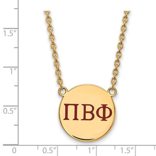 Sterling Silver Gold-plated LogoArt Pi Beta Phi Sorority Greek Letters Large Color Enamel Pendant 18 inch Necklace GP028PBP-18
