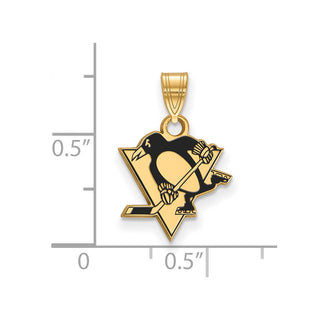 Sterling Silver Gold-plated NHL LogoArt Pittsburgh Penguins Small Enameled Pendant
