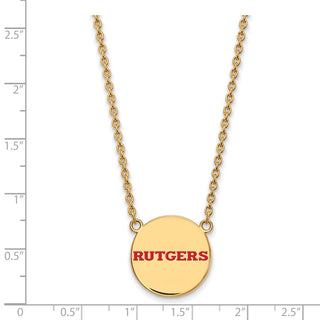 Sterling Silver Gold-plated LogoArt Rutgers University Large Enameled Disc Pendant 18 inch Necklace