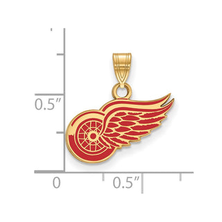 Sterling Silver Gold-plated NHL LogoArt Detroit Red Wings Small Enameled Pendant