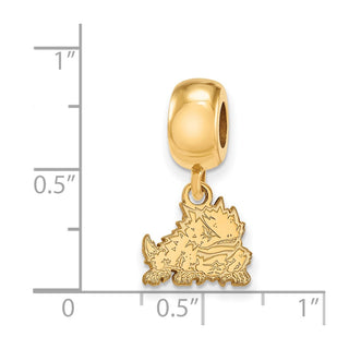 Sterling Silver Gold-plated LogoArt Texas Christian University Horned Frog Extra Small Dangle Bead Charm