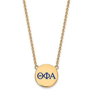 Sterling Silver Gold-plated LogoArt Theta Phi Alpha Sorority Greek Letters Large Color Enamel Pendant 18 inch Necklace GP028TPA-18