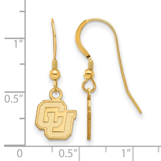Sterling Silver Gold-plated LogoArt University of Colorado C-U Extra Small Dangle Wire Earrings