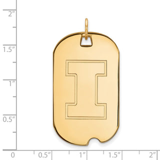 10k Gold LogoArt University of Illinois Letter I Large Dog Tag Pendant
