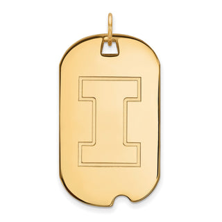 Sterling Silver Gold-plated LogoArt University of Illinois Letter I Large Dog Tag Pendant