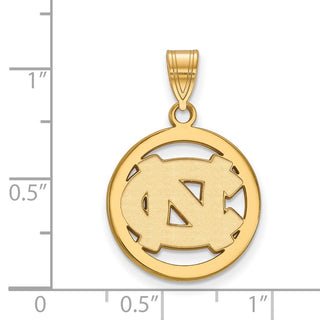 Sterling Silver Gold-plated LogoArt University of North Carolina N-C Medium Circle Pendant