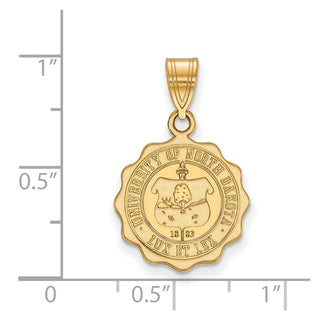 Sterling Silver Gold-plated LogoArt University of North Dakota Medium Crest Pendant