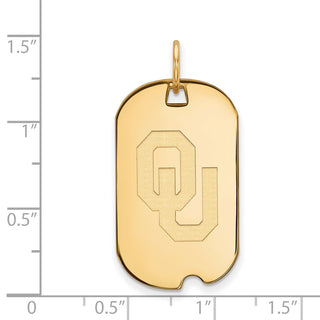 14k Gold LogoArt University of Oklahoma O-U Small Dog Tag Pendant