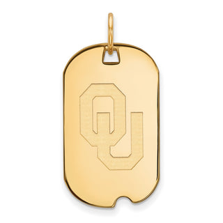 Sterling Silver Gold-plated LogoArt University of Oklahoma O-U Small Dog Tag Pendant