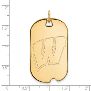 10k Gold LogoArt University of Wisconsin Letter W Large Dog Tag Pendant