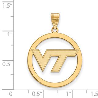 Sterling Silver Gold-plated LogoArt Virginia Tech V-T Extra Large Circle Pendant