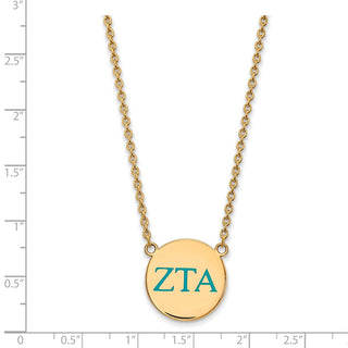 Sterling Silver Gold-plated LogoArt Zeta Tau Alpha Sorority Greek Letters Large Color Enamel Pendant 18 inch Necklace GP028ZTA-18