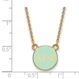 Sterling Silver Gold-plated LogoArt Alpha Epsilon Phi Sorority Greek Letters Extra Small Color Enamel Pendant 18 inch Necklace GP029AEP-18