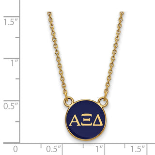 Sterling Silver Gold-plated LogoArt Alpha Xi Delta Sorority Greek Letters Small Color Enamel Pendant 18 inch Necklace